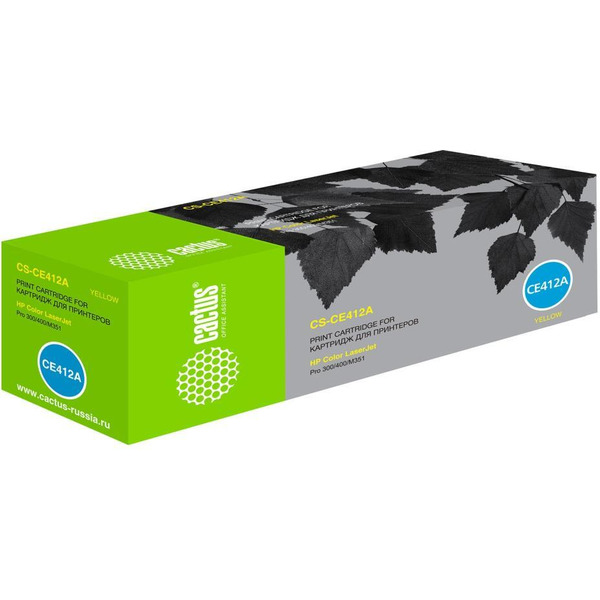 Картридж лазерный Cactus CS-CE412A CE412A желтый (2600стр.) для HP CLJ Pro 300/M351/M451/M375/M475