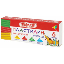 Пластилин классический "Веселая такса" 6 цв. ПИФАГОР 106674