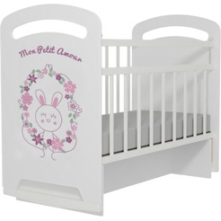 Детская кроватка VDK Mon Amur колесо-качалка с маятником (белый)