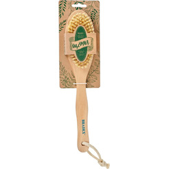 Щётка для сухого массажа из чайного дерева с щетиной кактуса с ручкой BRADEX KZ 1064