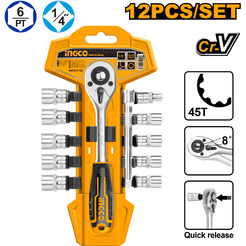Набор торцевых головок с трещоткой INGCO HKTS14122 (12 шт)