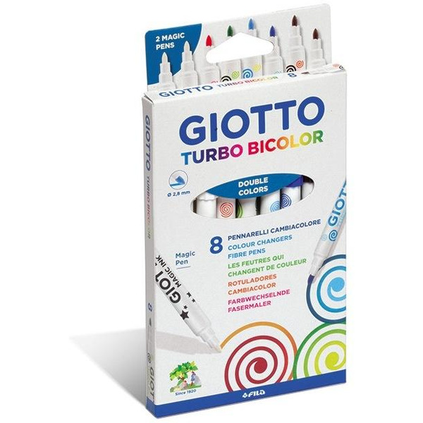 Фломастеры FILA GIOTTO TURBO BICOLOR, 8 цв, меняющие цвет, арт. 423400