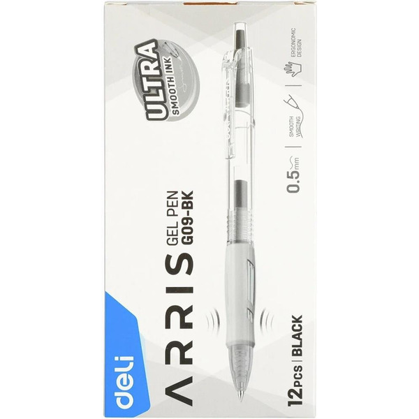 Набор ручек гелевых Deli Arris EG09-BK-P