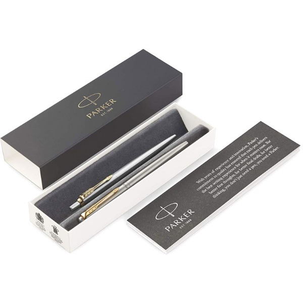 Набор шариковая ручка синяя и перьевая ручка PARKER Jotter Stainless Steel GT (143360)