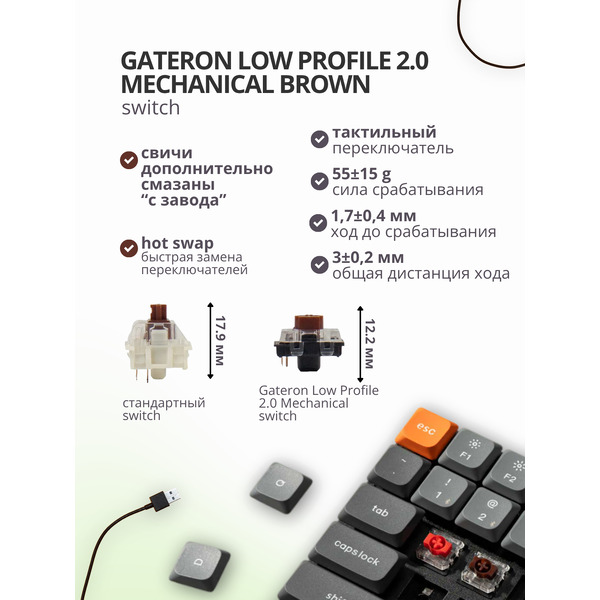 Клавиатура Keychron K17 Max RGB K17M-B3-RU (Gateron Low Profile Brown 2.0)