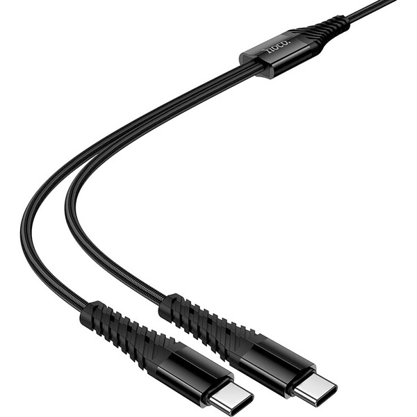 Зарядный кабель Hoco X123 Victory 2-в-1 USB-C to USB-C + USB-C (черный)