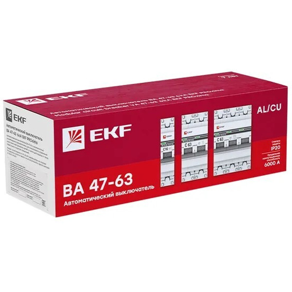 Выключатель автоматический EKF PROxima 3P 10А (C) 6кА ВА 47-63