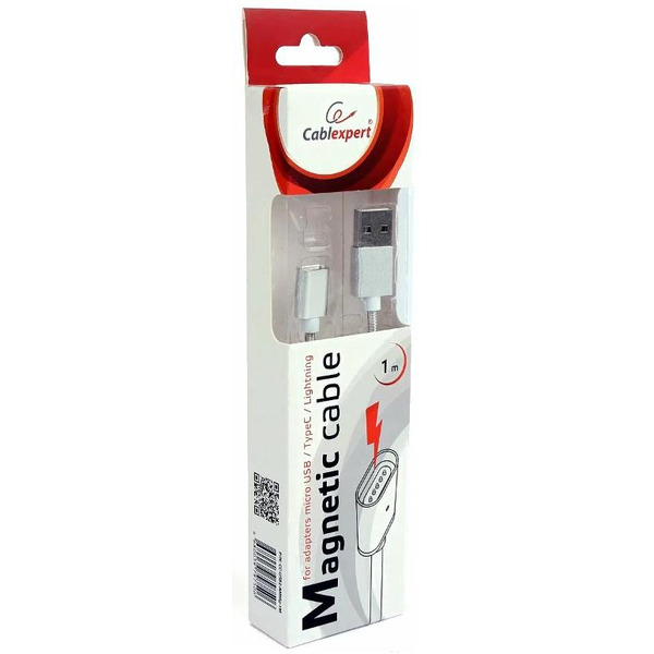Кабель магнитный USB 2.0 Cablexpert CC-USB2-AMMg-1M (для адаптеров TypeC - microBM 5P - iPhone lightning) 1 м