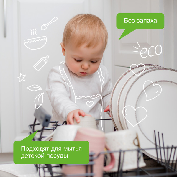 Таблетки для посудомоечных машин SYNERGETIC бесфосфатные, экологичные, 55шт (102055)