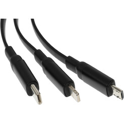 Кабель Hoco X78 USB Type-A - Lightning/microUSB/USB Type-C (1 м, черный)