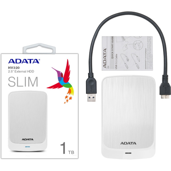 Внешний накопитель ADATA HV320 AHV320-1TU31-CWH 1TB (белый)