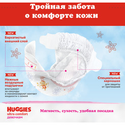 Детские одноразовые подгузники HUGGIES Ultra Comfort 5 Disney Girl (12-22кг) 84 шт.