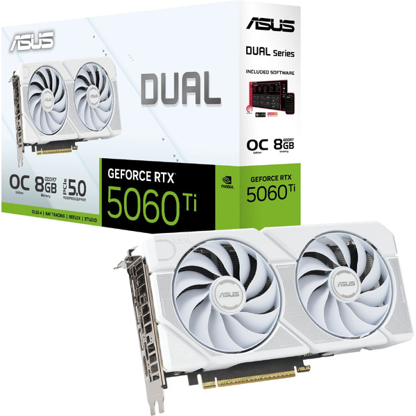 Видеокарта ASUS Dual GeForce RTX 5060 Ti 8GB GDDR7 White OC Edition DUAL-RTX5060TI-O8G-WHITE