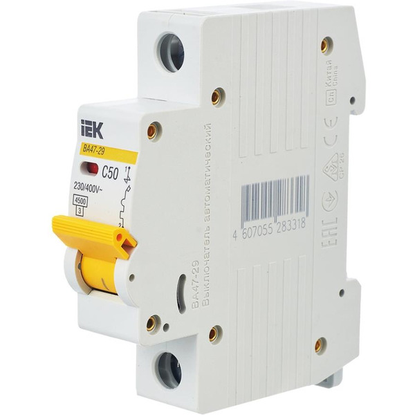 Выключатель автоматический IEK ВА 47-29 50А 1P 4.5кА С MVA20-1-050-C