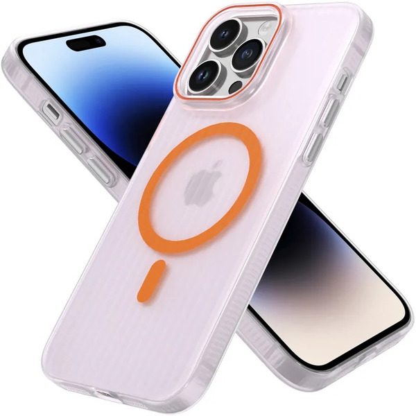 Задняя накладка CASE Translucent Strip Apple iPhone 14 Pro Max (прозрачно-оранжевый)