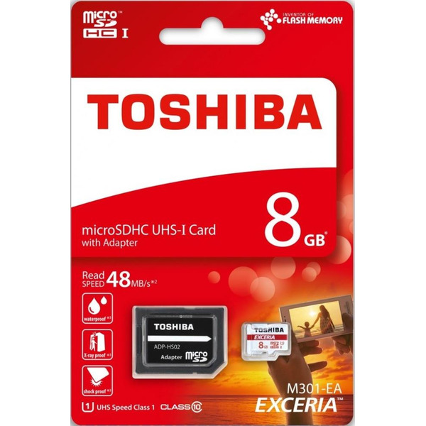 Карта памяти Toshiba SDHC-micro Card 8Gb M301 Class 10 UHS-I + adapter (THN-M301R0080EA)