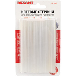 Клеевые стержни Rexant 09-1260 (12 шт, прозрачный светящийся)