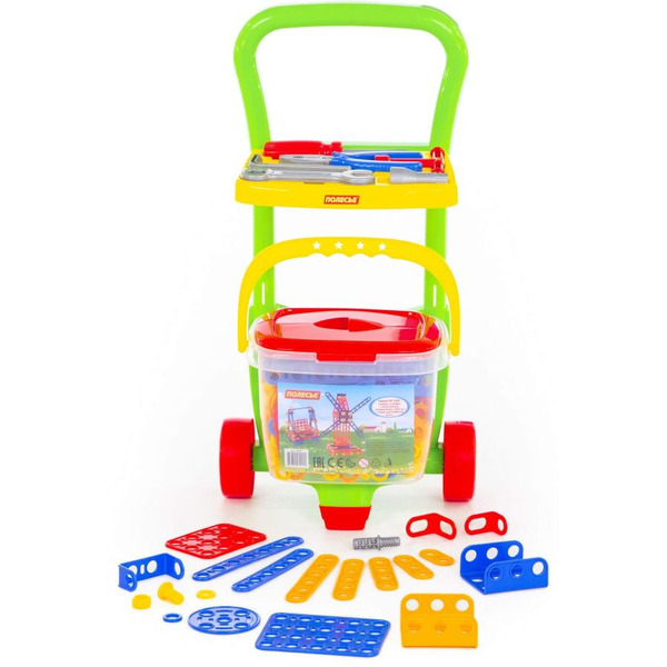 Игровой набор Полесье Тележка Caddie с конструктором Изобретатель (Набор №542) 54401