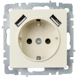 Розетка IEK Brite BR-R14-16-U21-D21-K10