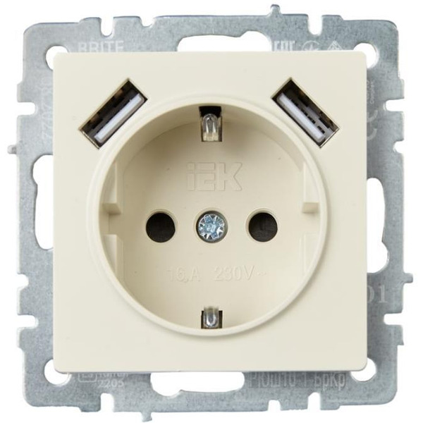 Розетка IEK Brite BR-R14-16-U21-D21-K10