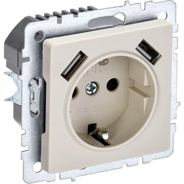 Розетка IEK Brite BR-R14-16-U21-D21-K10