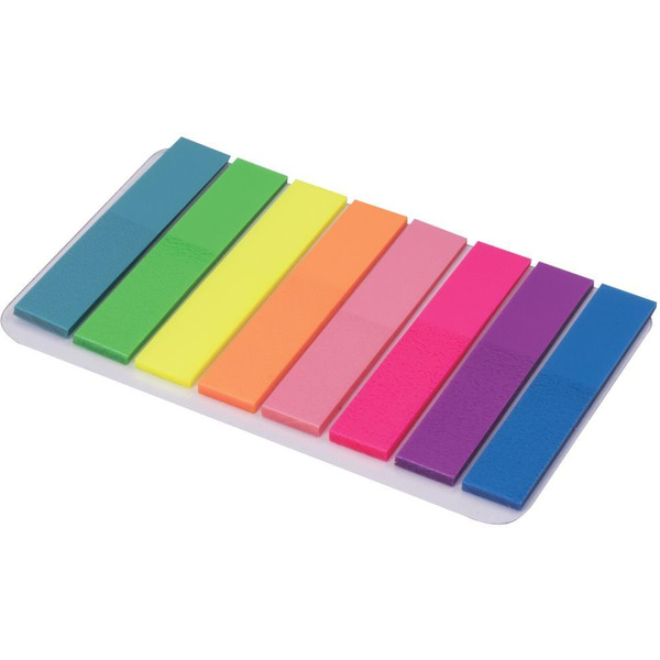 Закладки клейкие BRAUBERG 126699 (NEON COLOR, пластиковые, 45*8мм, 8цв. х 20л., в пластик. книжке)