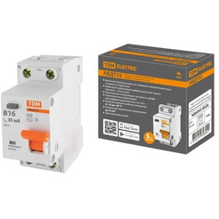 Автоматический выключатель дифференциального тока TDM 32 2P(1P+N) C6А 30мА 4,5кА тип АС SQ0202-0516