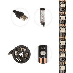 Лента светодиодная LAMPER 141-387 5В, SMD5050 10мм, 1м черная, IP65