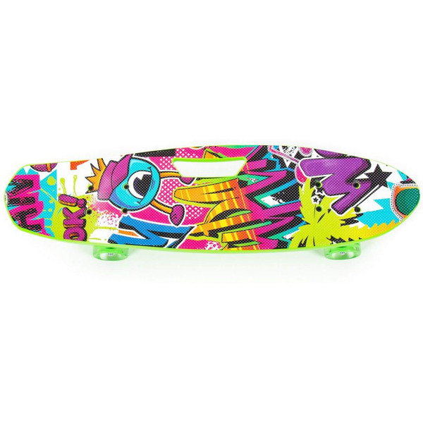 Доска роликовая Полесье 89540 (65 см) светло-зелёная с наклейкой и зелёными колёсами