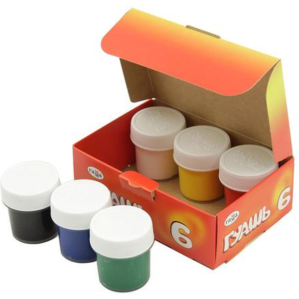 Гуашь ГАММА Мультики, 6 цв., 20 мл арт. 221030