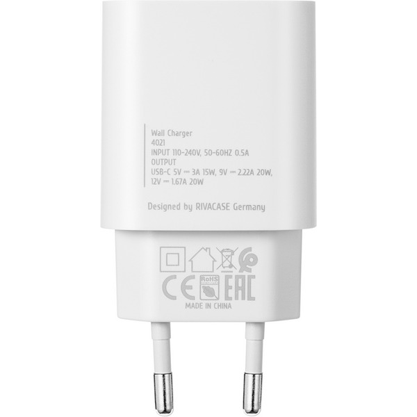 Сетевое зарядное устройство RIVACASE PS4021 (Белый)