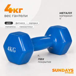 Гантель Sundays Fitness WD1454 (4кг, синий)