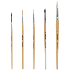 Кисти ПИФАГОР 200892 (из ворса пони кругл. №1,4, коза кругл. №3,6, щетина №4) 5 шт.