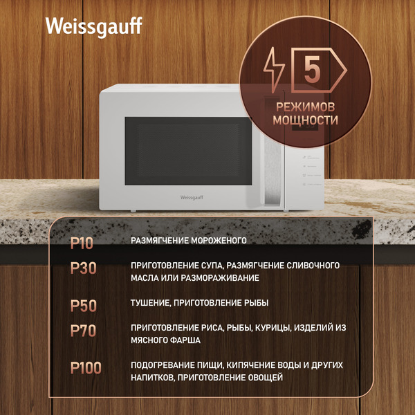 Микроволновая печь Weissgauff MWO-430 White Glass