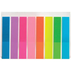 Закладки клейкие BRAUBERG 126699 (NEON COLOR, пластиковые, 45*8мм, 8цв. х 20л., в пластик. книжке)