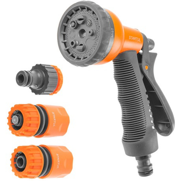 Пистолет-распылитель STARTUL GARDEN 8 режимов, с набором фитинга (ST6010-10)