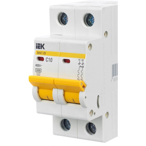 Выключатель автоматический IEK ВА47-29 2Р 10А 4.5кА С MVA20-2-010-C