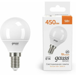 Светодиодная лампочка Gauss Elementary Basic E14 5W 3000K G45 10501152