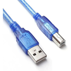 Кабель для принтера SIPU USB 2.0 4С Cu (1.5м с оплеткой, ферит, прозрачно-синий)