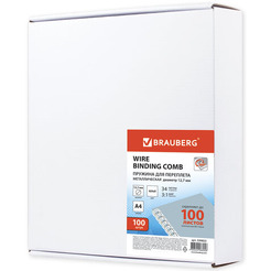 Металлические пружины для переплета BRAUBERG A4 12.7 мм 100 шт 530823 (белый)