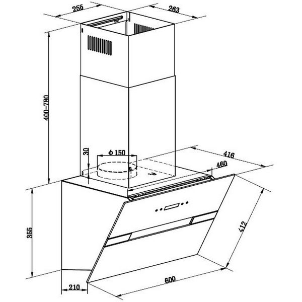 Вытяжка MAUNFELD MERSEY 60 (нержавеющая сталь\черное стекло)