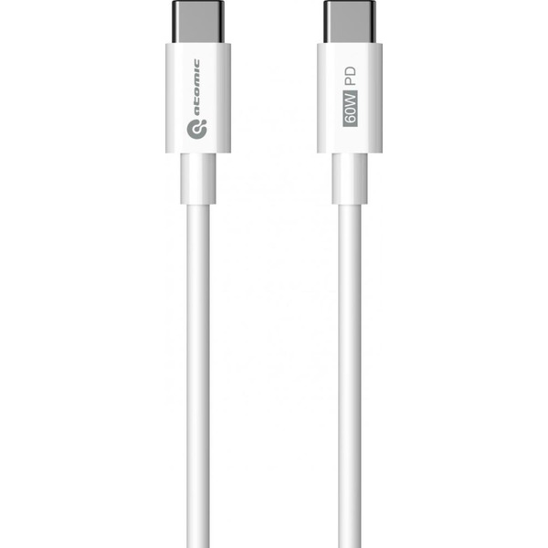 Зарядное устройство Atomic MOTION G202 GAN 20W 2-порта USB (A+C) с кабелем USB (С-С) 1.5 метра, цвет белый | 10.203