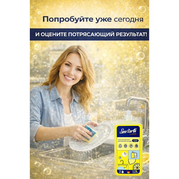 Средство для мытья посуды Smarti Сочный лимон 750 мл