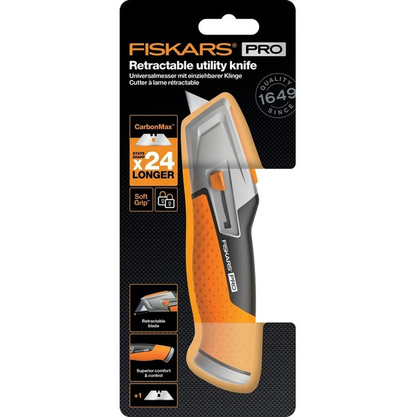 Строительный нож с выдвижным сменным лезвием Fiskars CarbonMax 1027223