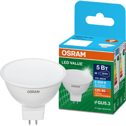 Лампа светодиодная OSRAM MR16 35 5W 6500К 230V GU5.3 10X1