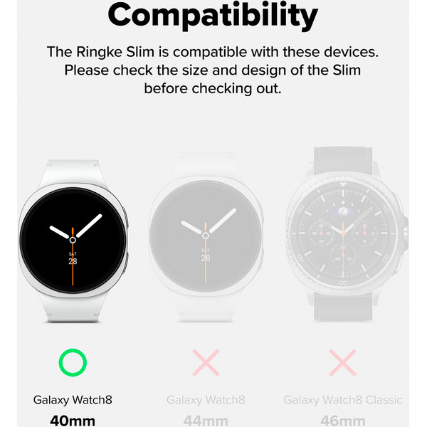Чехол Ringke SLIM для Galaxy Watch 8 40mm CLEAR(1шт) + MATTE BLACK(1шт)