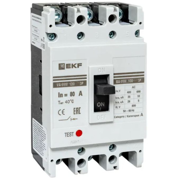 Выключатель автоматический EKF ВА-99М 100/80А 3P 35кА