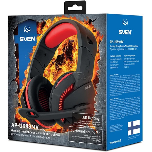 Гарнитура игровая SVEN AP-U989MV (черно/красная)