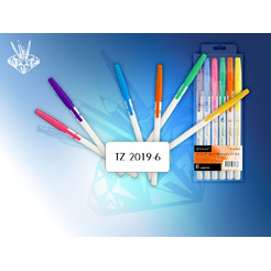 Набор ручек шариковых, белый корпус, 6 цветов (Tukzar) арт. TZ 2019- 6