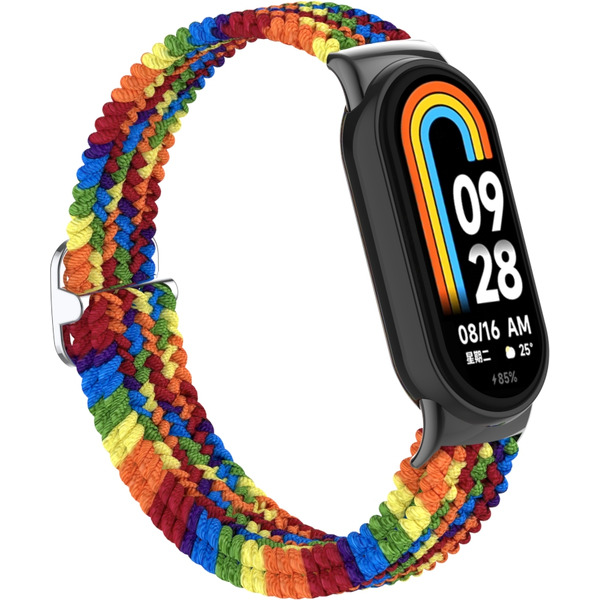 Ремешок Bingo Braided для Xiaomi Mi Band 8 (радуга темная)